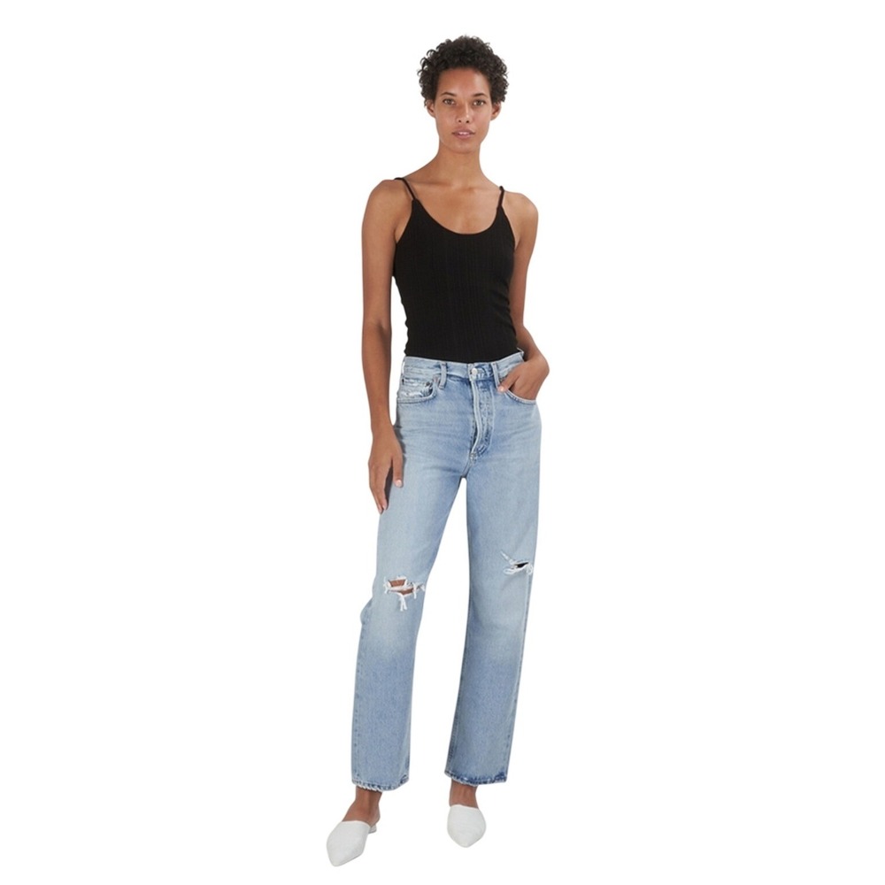 Agolde Women's Light Blue 90´s Mid Rise Straight Leg Loose Fit Denim Jeans Sz 23